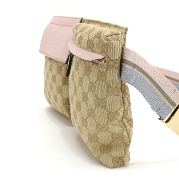 Gucci Waist Bag Body Canvas Leather Beige Pink - Picture 2 of 9